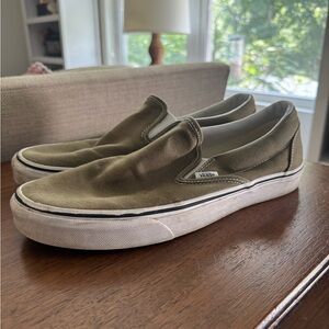 Vans Men's Olive Slip-On Sneakers